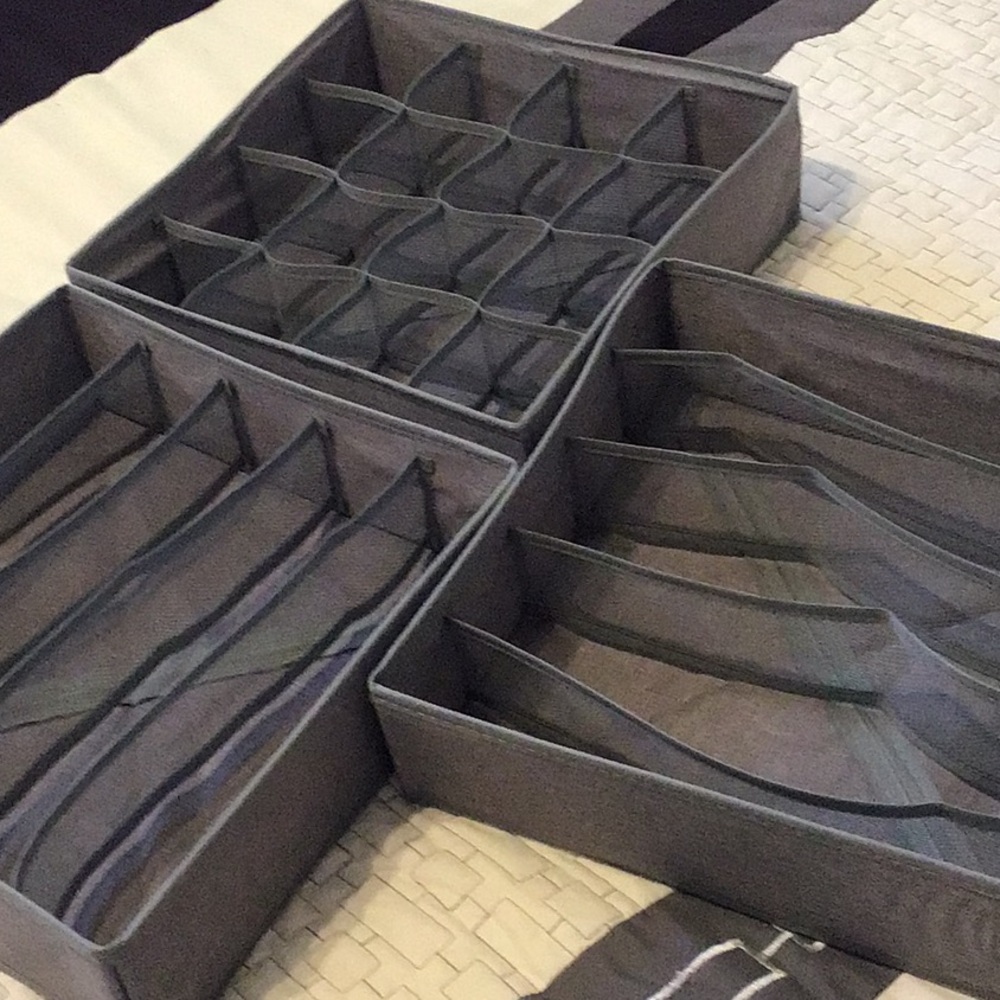 Gray Fabric Drawer Organizer Set